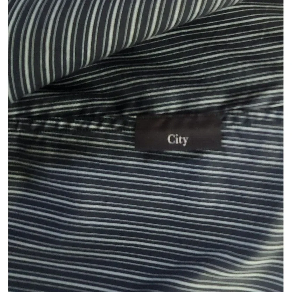 Z Zegna Dress Shirt Men's 39/15.5 Gray Striped Long Sleeve Button Up